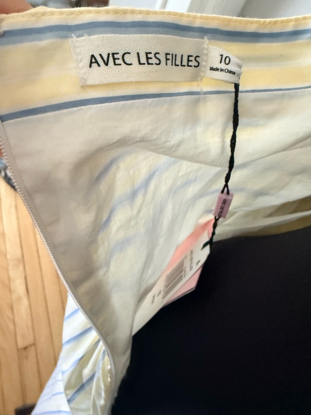 Avec Les Filles Cream Halter Midi Dress with Pastel Stripes - Picture 5 of 6